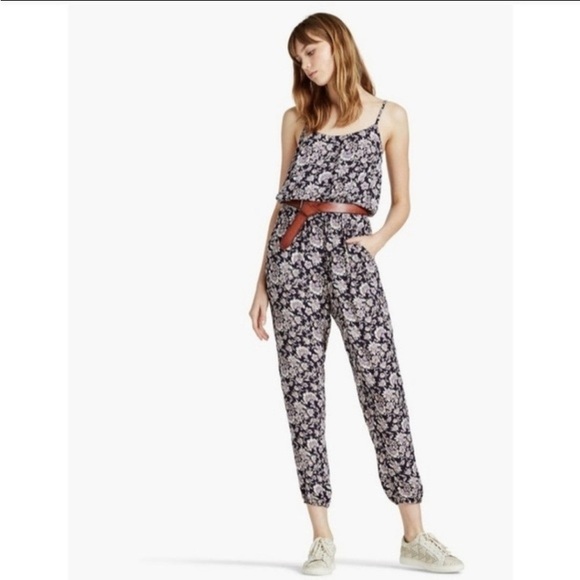 Lucky Brand Jumpsuit Womens Size L Halter Floral Sleeveless Pockets Strappy - Picture 11 of 11